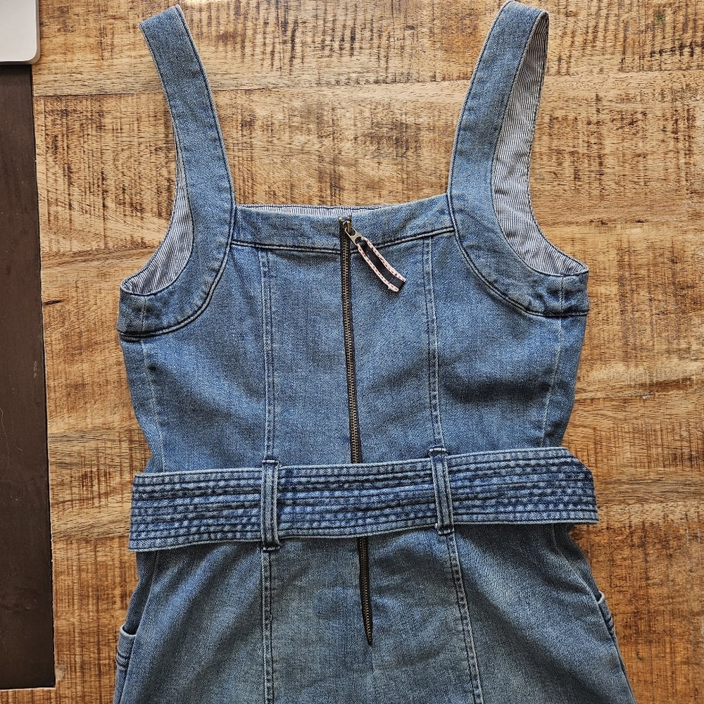 Anthropologie Pilcro The Letterpress Blue Denim Sleeveless Jumpsuit US 4 - Picture 6 of 11